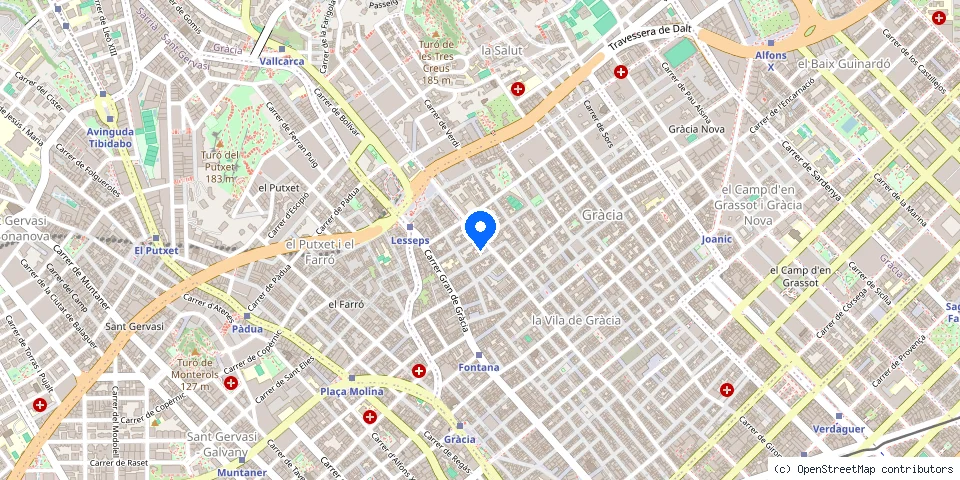Mapa de la ubicación publicada de Cerrajero Barcelona Gràcia