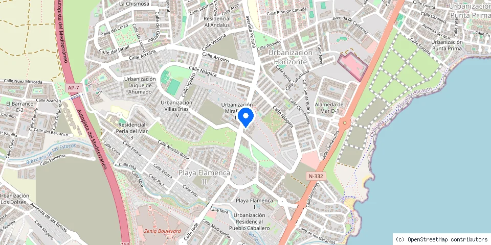 Mapa de la ubicación publicada de NORCOL Orihuela Costa