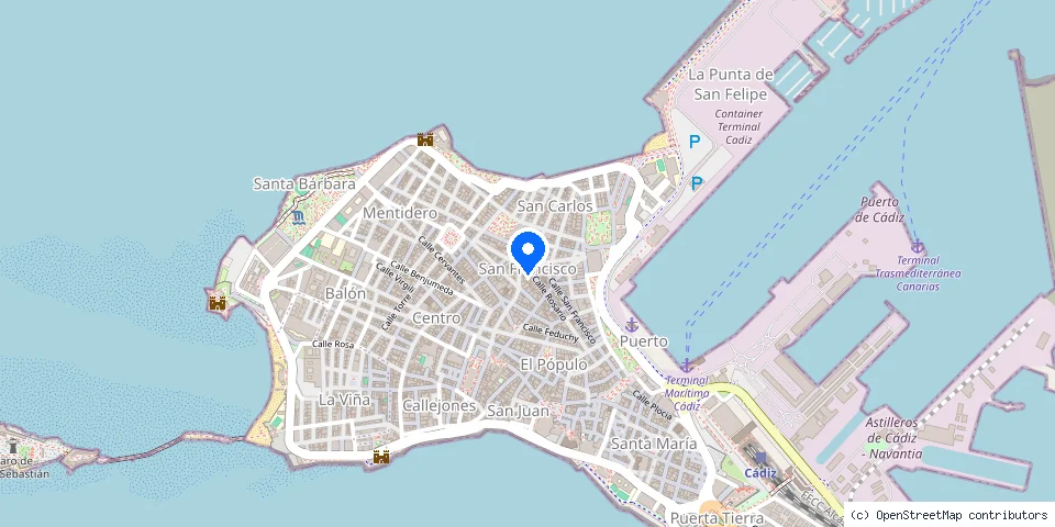 Mapa de la ubicación publicada de Cerrajeros Beato Diego de Cádiz