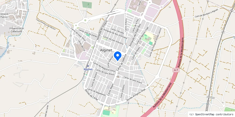 Mapa de la ubicación publicada de Cerrajeros Alginet 603 441 161 Serrallers