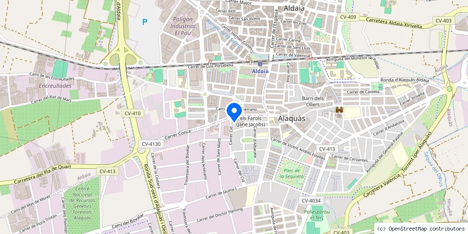 Mapa de la ubicación publicada de Cerrajeros Aldaia 603 441 161