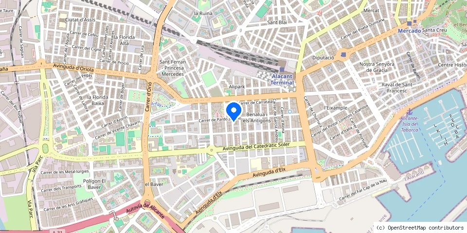 Mapa de la ubicación publicada de Cerrajeros Alicante AC