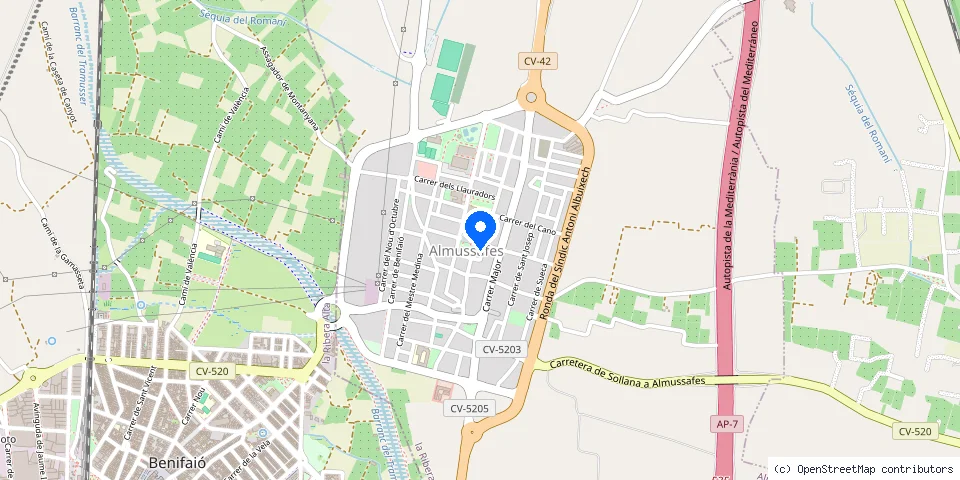 Mapa de la ubicación publicada de Cerrajeros Almussafes 603 441 161