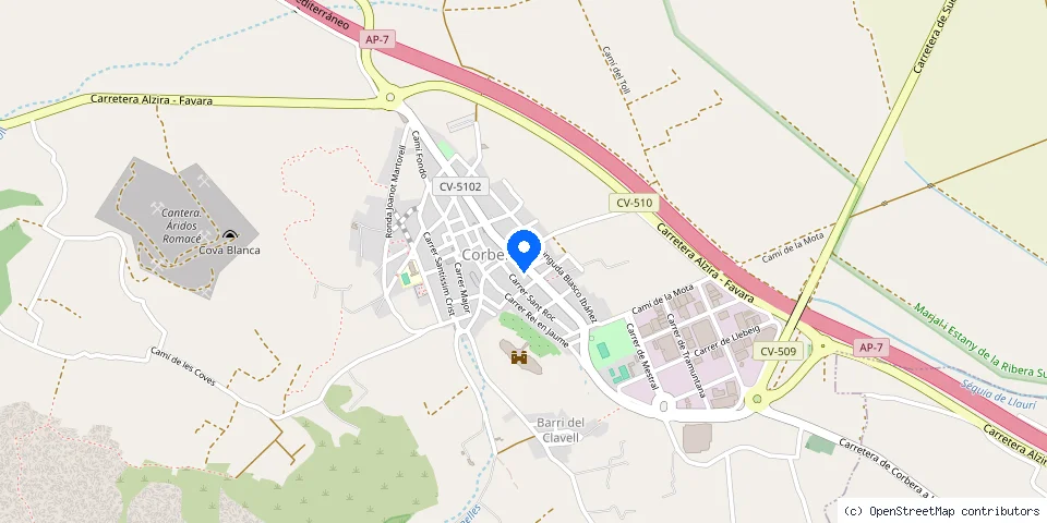 Mapa de la ubicación publicada de Cerrajeros Corbera 603 441 161 Serrallers