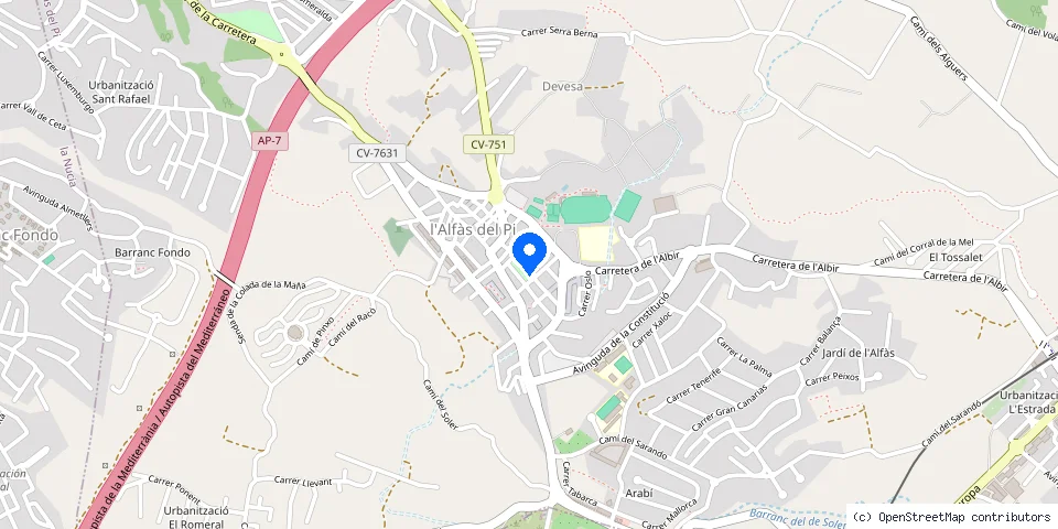 Mapa de la ubicación publicada de Cerrajero E. Camarasa Alfaz del Pi